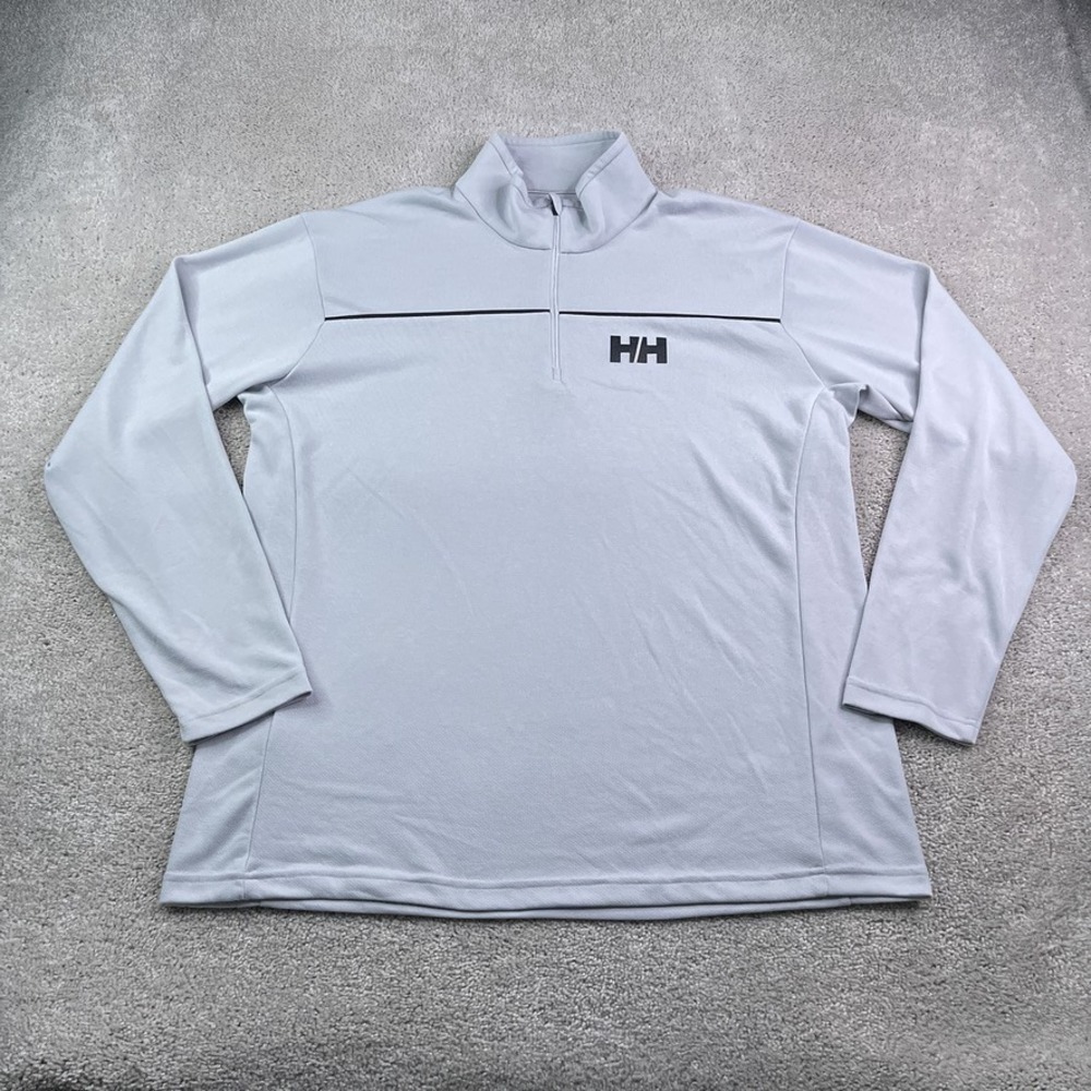 Helly Hansen Sweater Mens 2XL Gray Quarter Zip Pullover Lightweight Hiking